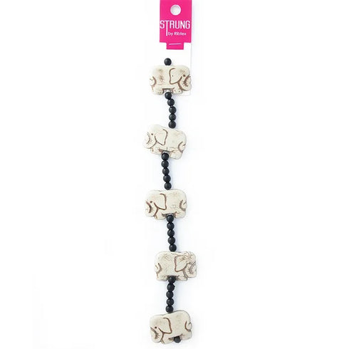 Natural Colour Stone Elephant Shape Strung Beads